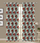 Cotton Maroon Flower 5ft Window Curtains Pack Of 2