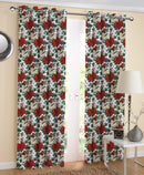 Cotton Maroon Flower 7ft Door Curtains Pack Of 2