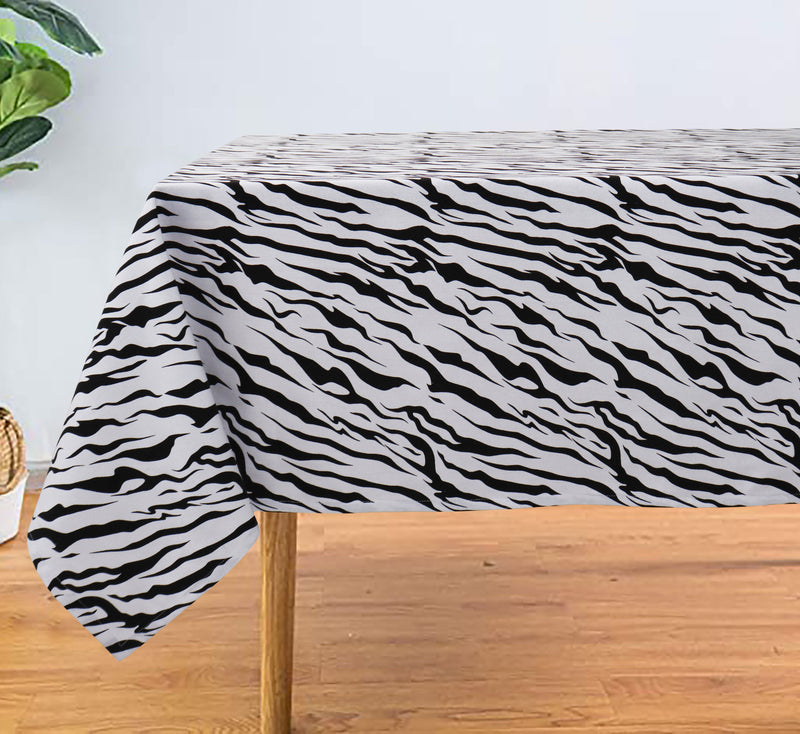 Cotton White Tiger Stripe 2 Seater Table Cloths Pack Of 1