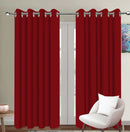 Cotton Solid Cherry Red Long 9ft Door Curtains Pack Of 2