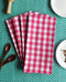 Cotton Gingham Check Pink Kitchen Towels Pack Of 4 freeshipping - Airwill