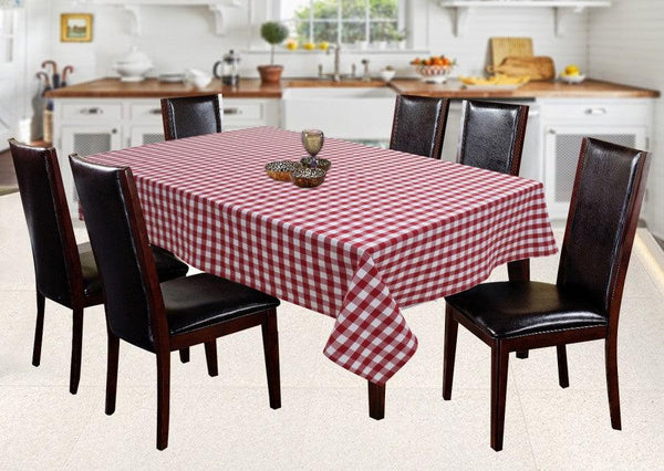 Cotton Gingham Check Red 6 Seater Table Cloths Pack Of 1 freeshipping - Airwill