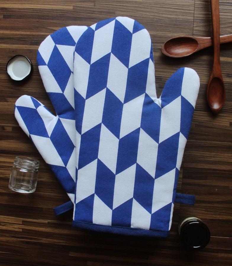 Cotton Classic Diamond Royal Blue Oven Gloves Pack Of 2 freeshipping - Airwill