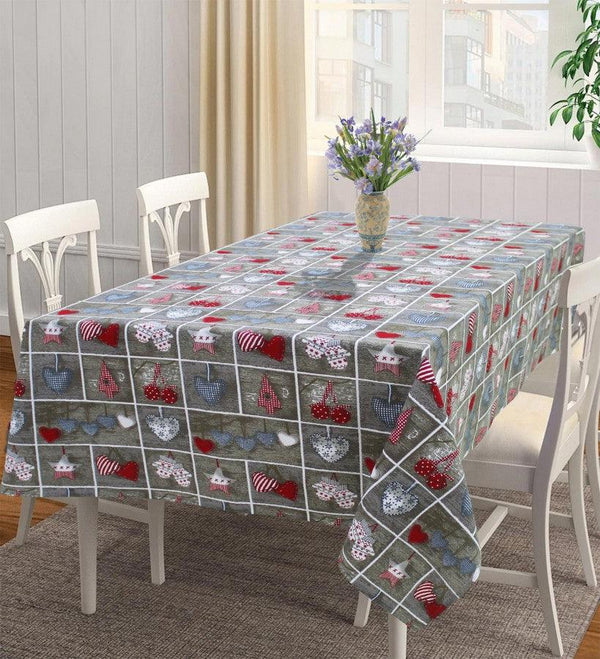 Cotton Xmas Heart 4 Seater Table Cloths Pack Of 1 freeshipping - Airwill