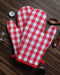 Cotton Gingham Check Red Oven Gloves Pack Of 2 freeshipping - Airwill