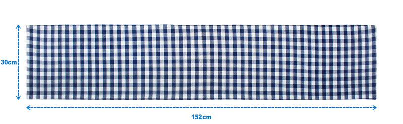 Cotton Gingham Check Blue 152cm Length Table Runner Pack Of 1 freeshipping - Airwill