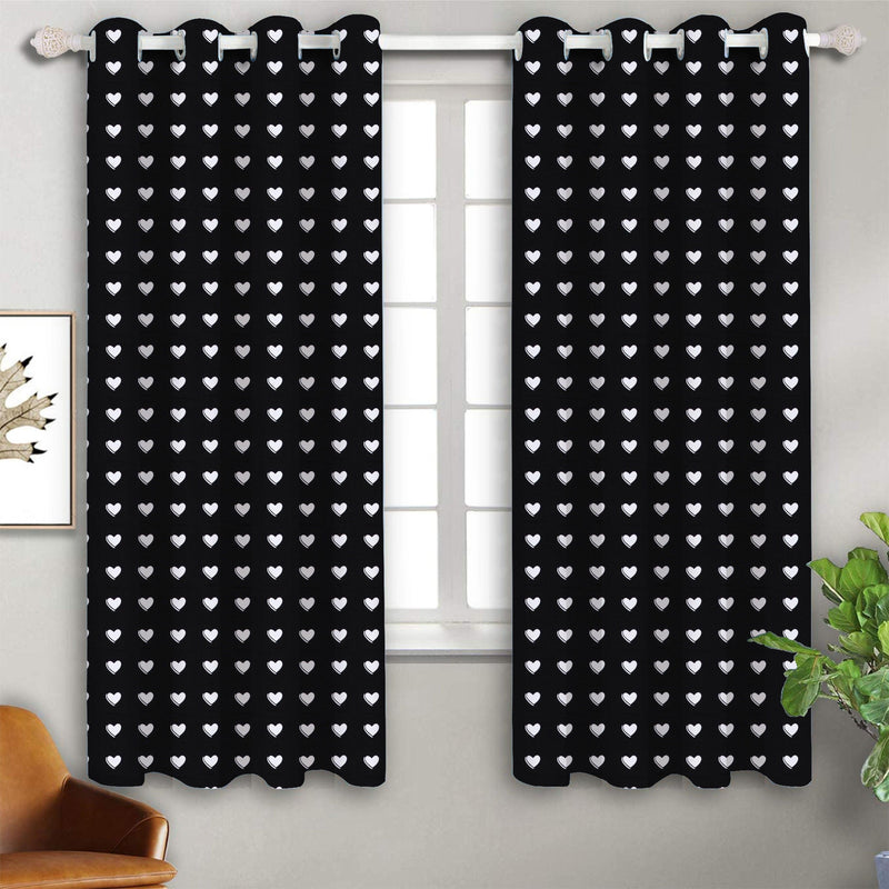 Cotton Black Heart 5ft Window Curtains Pack Of 2 freeshipping - Airwill