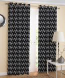 Cotton Black Zig-Zag 7ft Door Curtains Pack Of 2 freeshipping - Airwill