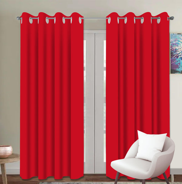 Cotton Solid Red 7ft Door Curtains Pack Of 2 freeshipping - Airwill