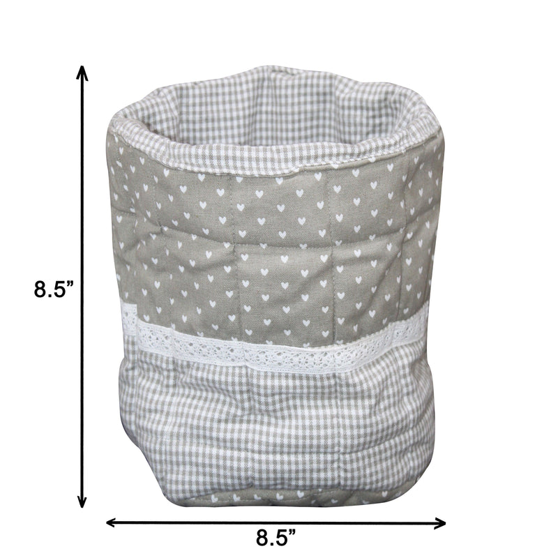 Cotton Small Grey Heart Check Fruit Basket Pack Of 1 freeshipping - Airwill