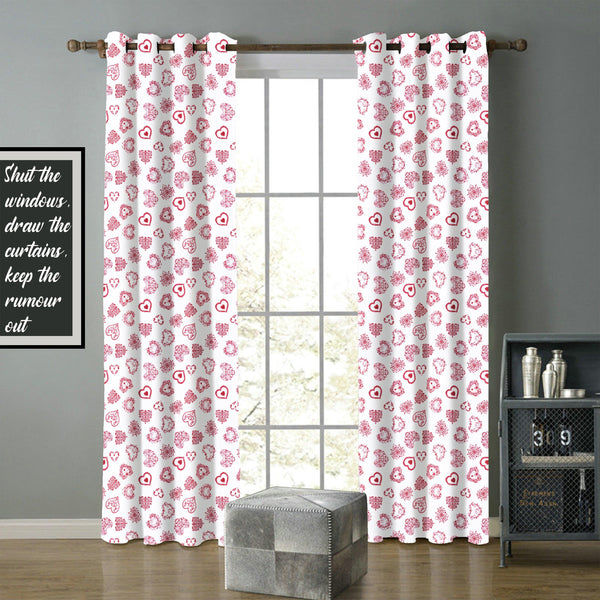 Cotton Red Heart 7ft Door Curtains Pack Of 2 freeshipping - Airwill