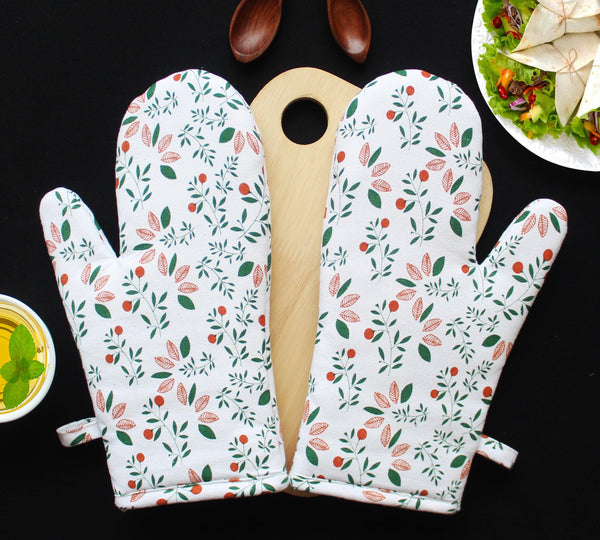 Cotton Kathambari Leaf Oven Gloves Pack of 2 freeshipping - Airwill