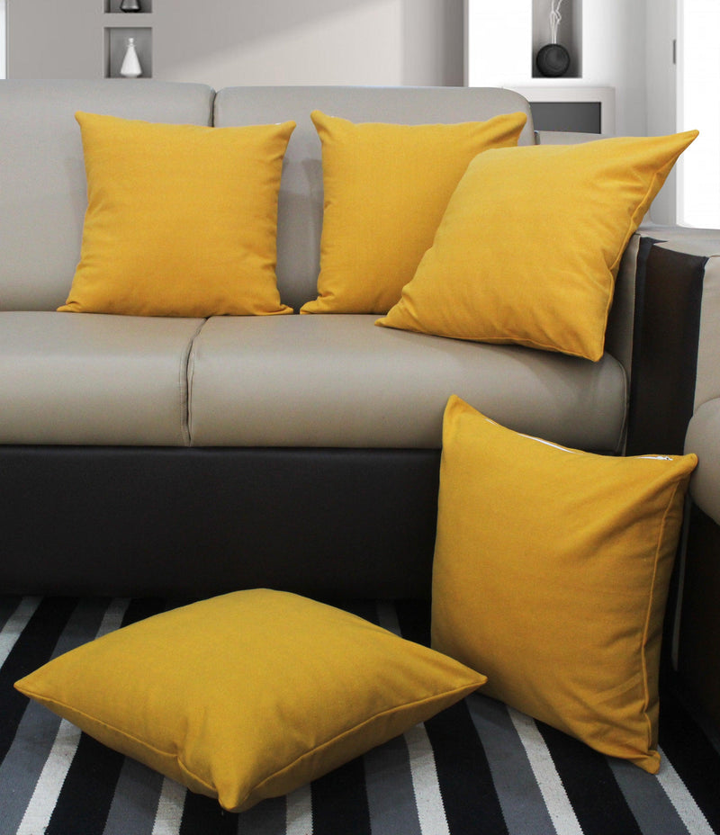 Cotton Solid Yellow Cushion Covers Pack of 5 freeshipping - Airwill